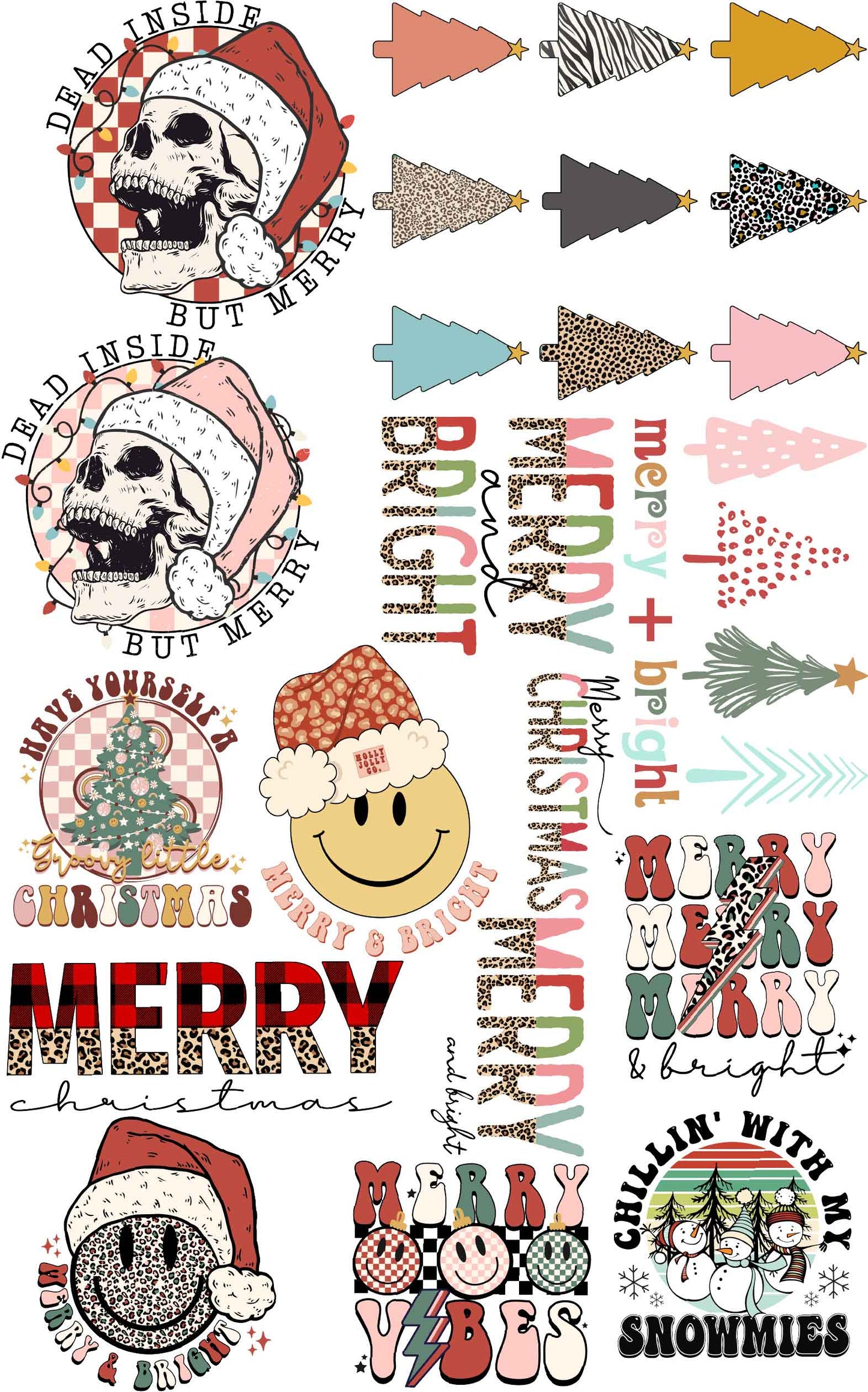 Premade Gangsheets DTF Retro Christmas Designs