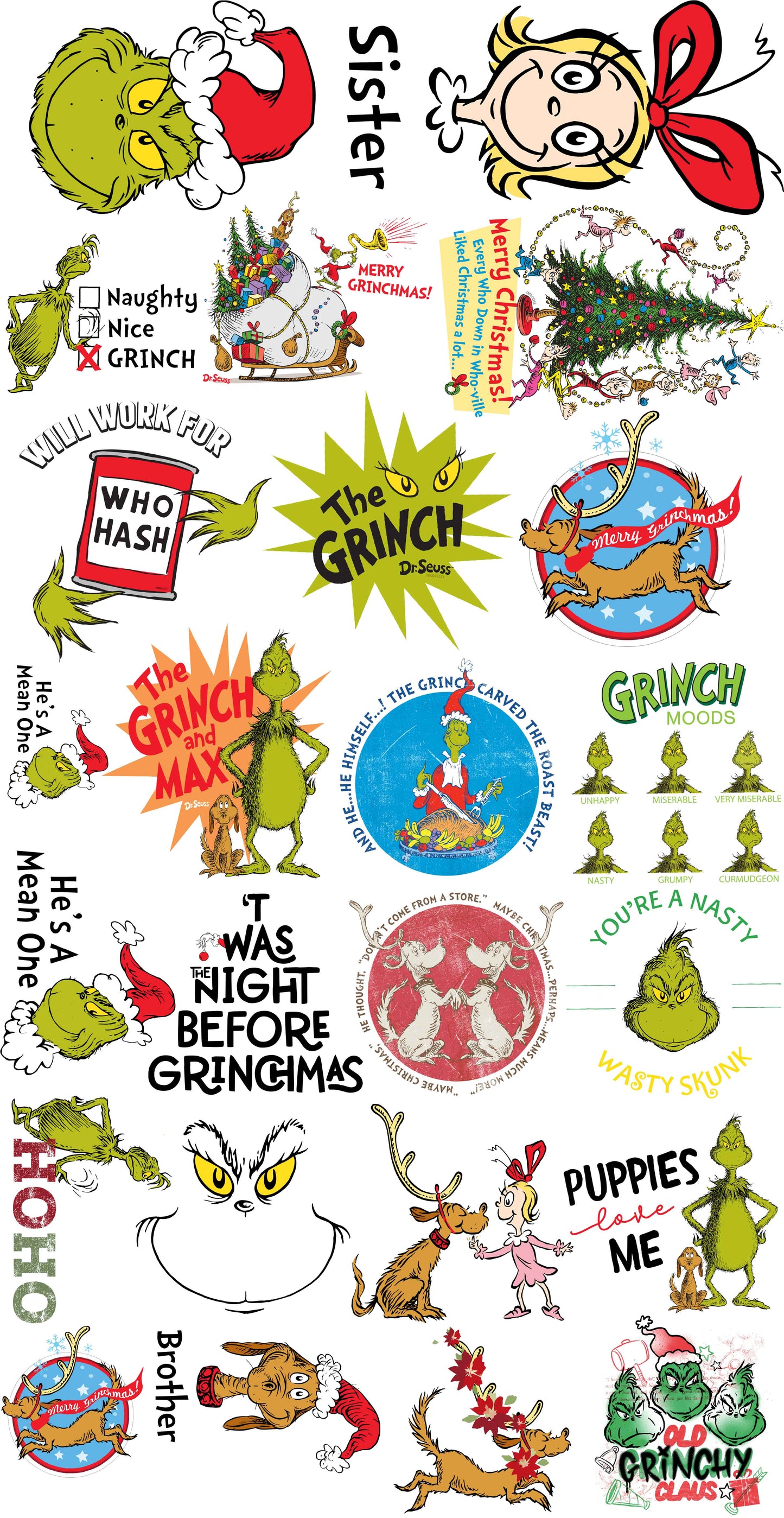 Premade Gangsheet DTF Transfers Green Guy & Friends