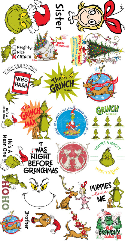 Premade Gangsheet DTF Transfers Green Guy & Friends