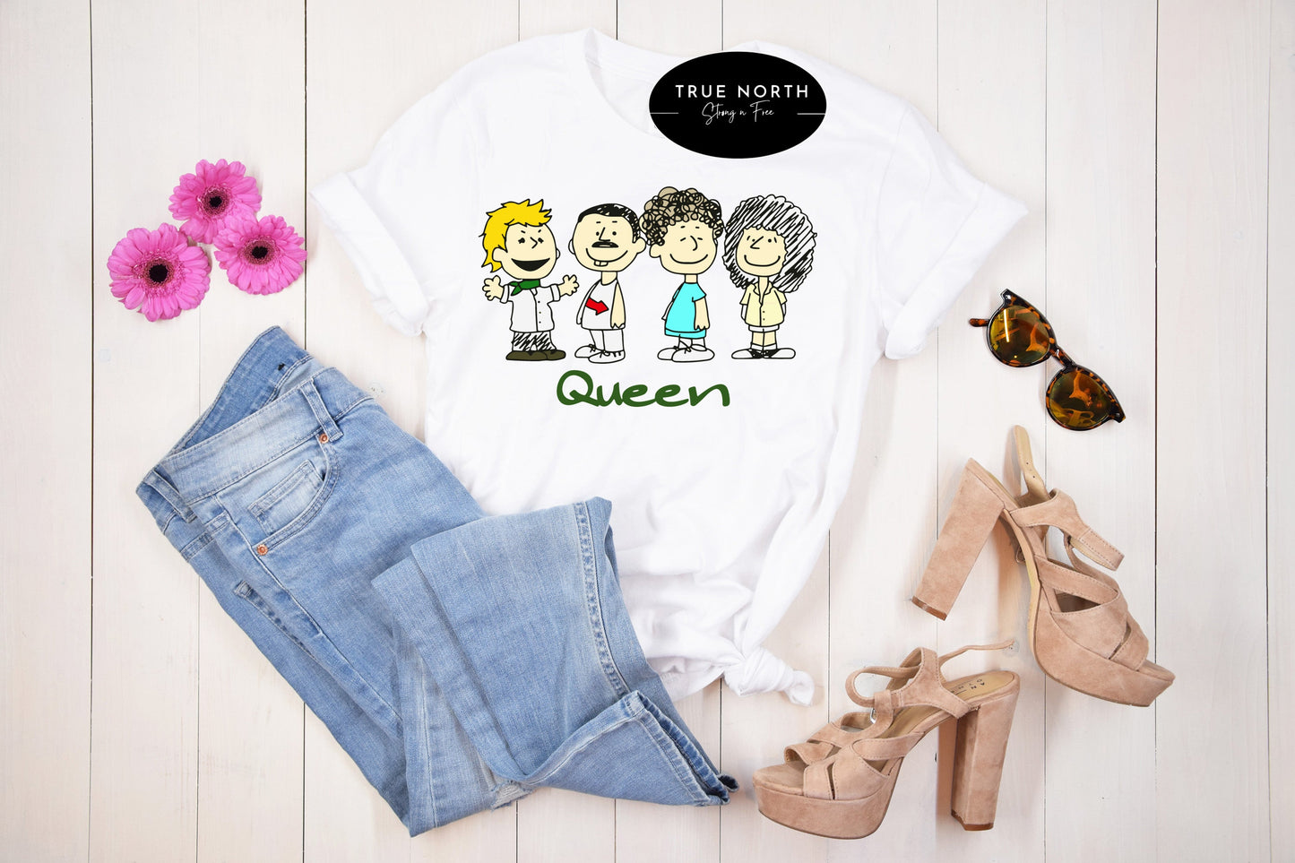 Q-een Parody Peanuts Style T-ShirtSweatshirt for Men and Women - Vegan Clothing with a Touch of Humor