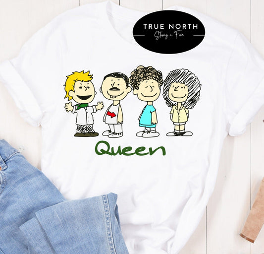 Q-een Parody Peanuts Style T-ShirtSweatshirt for Men and Women - Vegan Clothing with a Touch of Humor