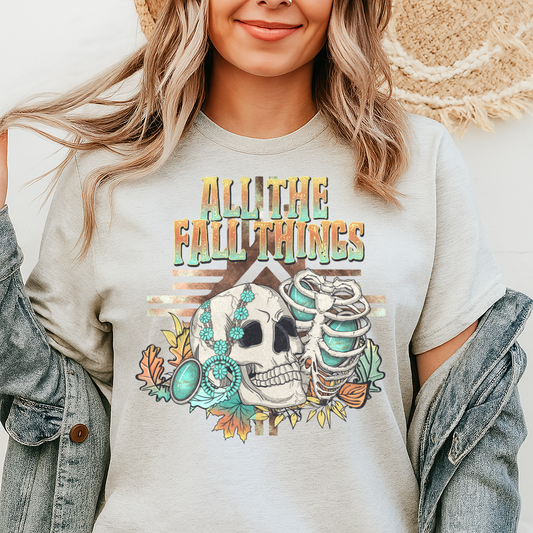 DTF Transfer All The Fall Things Western Fall Skull