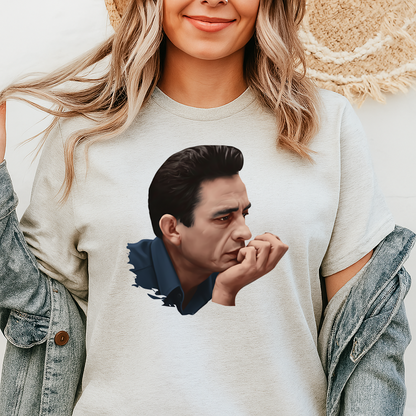 DTF Transfer Johnny Cash Thoughtful Portrait Vintage Music