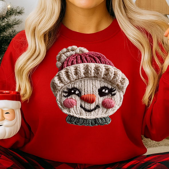 DTF Transfer Cozy Knitted Snow Face Cute Winter Christmas Design