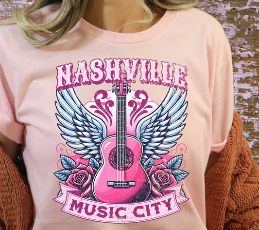 DTF Transfer Western  Vintage Pink Nashville Design
