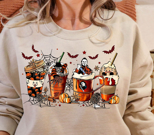 Sweatshirt Or Hoodie T-Shirt  Fall Halloween  Coffee Time Slashers