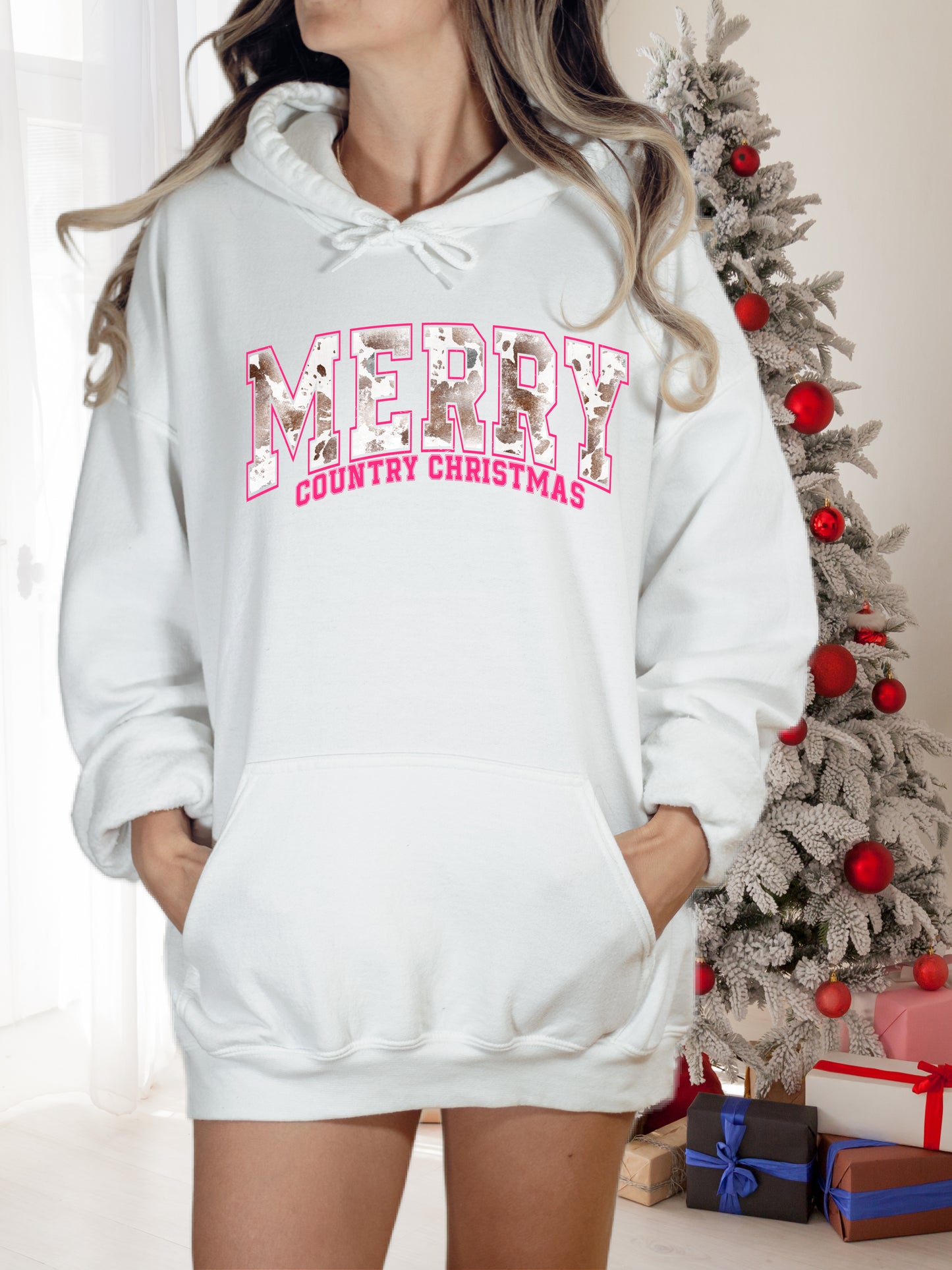 DTF Transfer Christmas Merry Country Christmas Cow Print