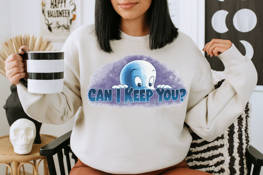 Crewneck Hoody  Halloween – Can I Keep You Cute Ghost Sweatshirt