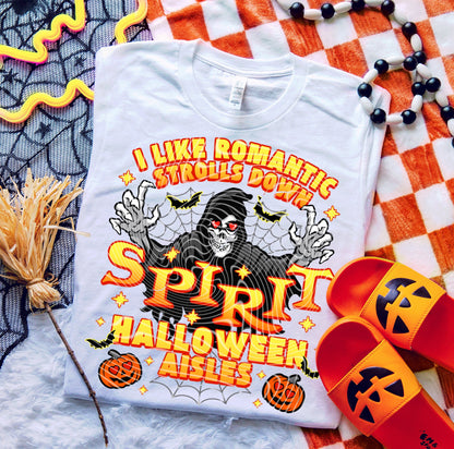 T- Shirt Crewneck Hoodie - Romantic Strolls Down Spirit Halloween Aisles