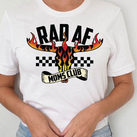 T-Shirt Sweatshirt Hoodie Rad AF Moms Club Western Flame Crewneck