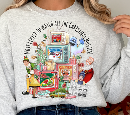 DTF Transfer Christmas Movie Marathon — Retro Holiday TV Stack