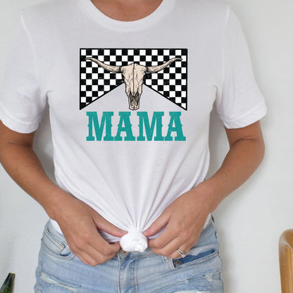 T-Shirt Hoodie  Western Mama Checkered Longhorn Crewneck sweatshirt