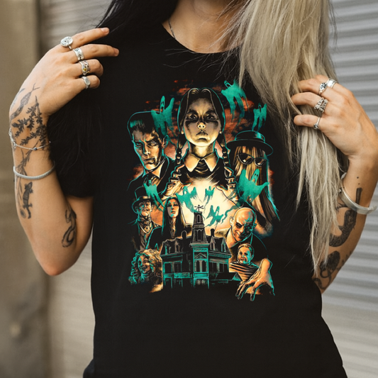 DTF Transfer – Haunted Mansion Family Portrait (Wednesday Inspired)