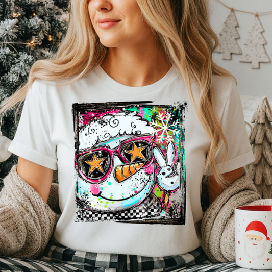 DTF Transfer Cool Snowman with Star Shades