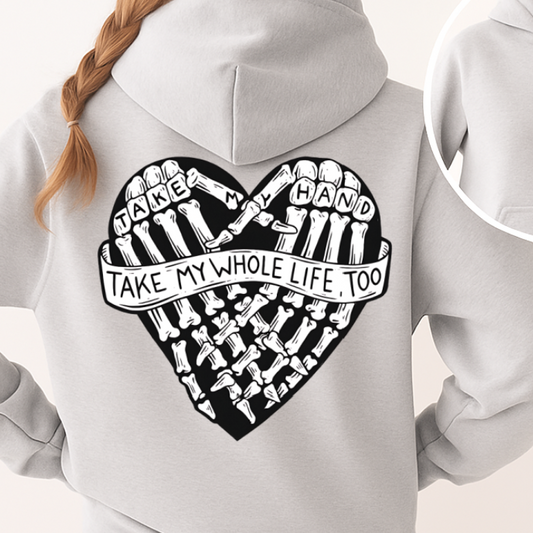 T-Shirt Crewneck Skeleton Heart Take My Hand