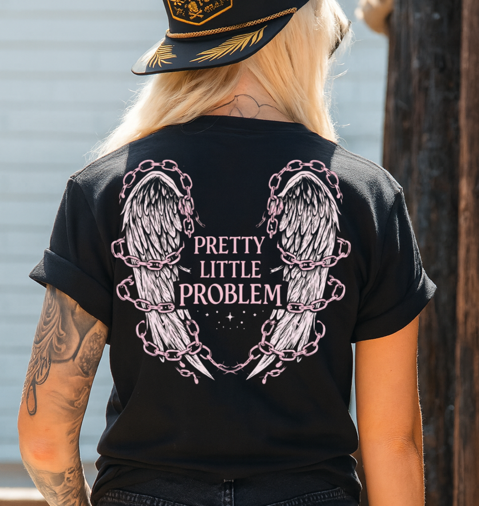 DTF Transfer Pretty Little Problem Angel Wings Chain Gothic