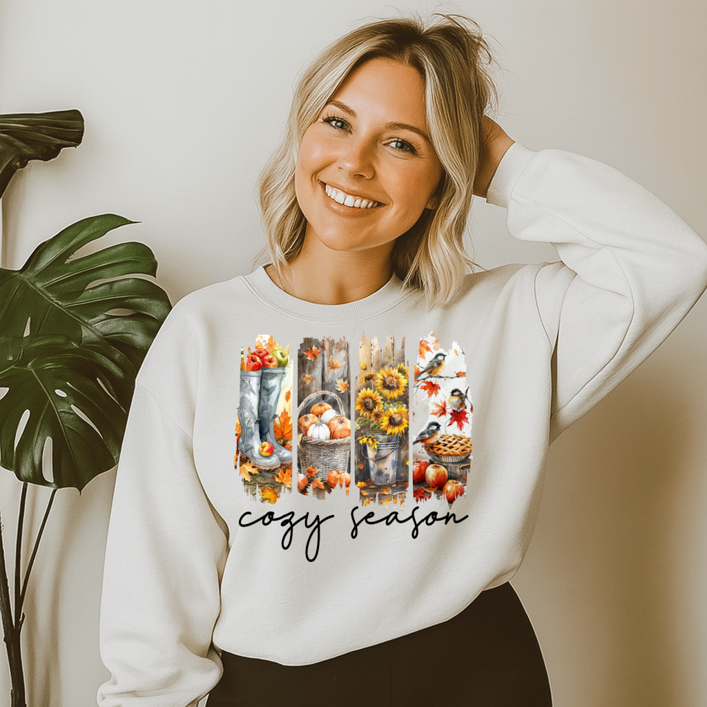 Sweatshirt Hoody Cozy Season Design – Fall Sunflowers, Pumpkins & Autumn Vibes