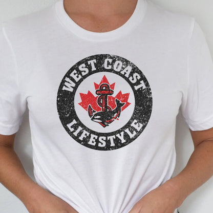 T-Shirt Sweatshirt Crewneck West Coast Lifestyle – Anchor, Orca & Maple Leaf Circle Design