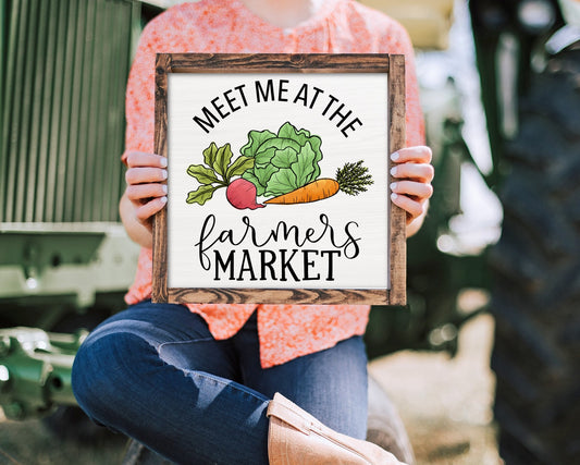 13" Framed Wooden Meet Me At the Farmers Market