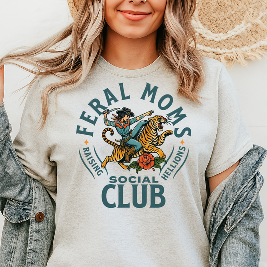T-Shirt Sweatshirt Hoody Feral Moms Social Club – Raising Hellions Tiger Cowgirl
