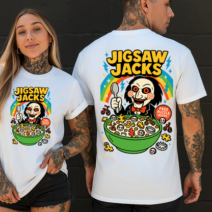 DTF Transfer Jigsaw Jacks – Horror Cereal Parody with Puzzle Detail