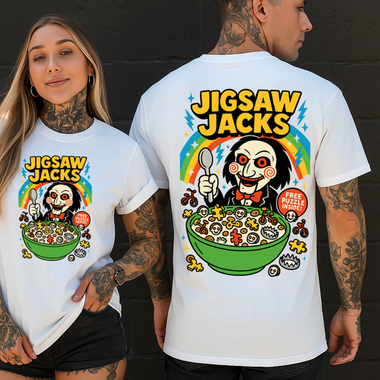 DTF Transfer Jigsaw Jacks – Horror Cereal Parody with Puzzle Detail