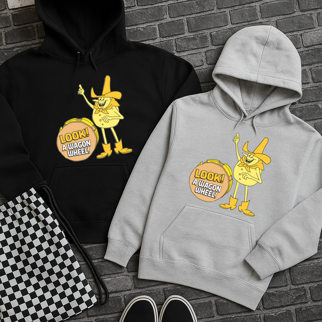 Sweatshirt Hoody – Look! A Wagon Wheel Retro Western Design