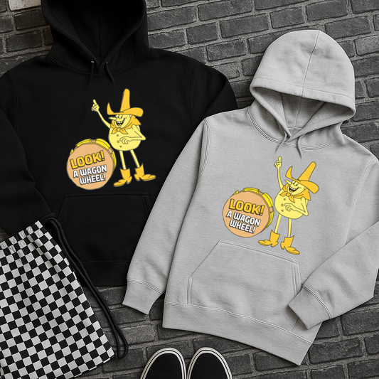 Sweatshirt Hoody – Look! A Wagon Wheel Retro Western Design