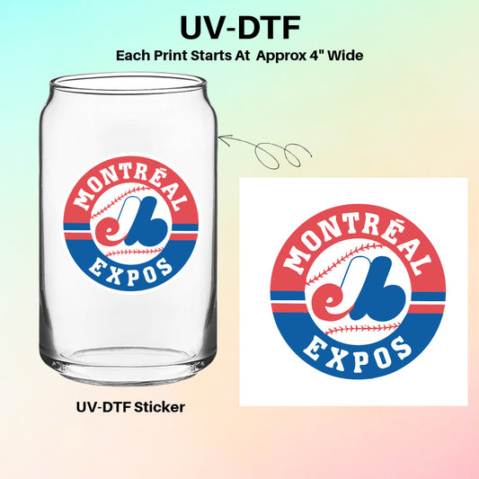 UV-DTF Stickers – Montréal Exposs Retro Baseball Logo