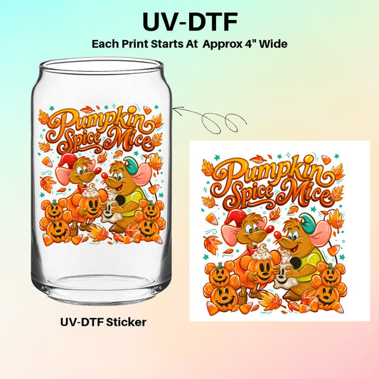 UV-DTF Cup Sticker – Fall Pumpkin Spice Mice
