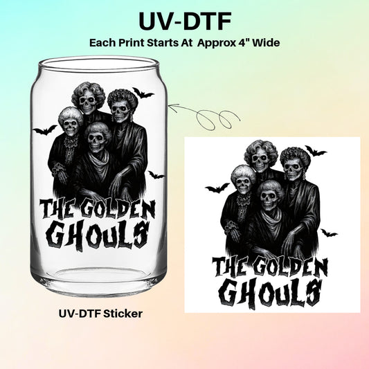 UV-DTF Cup Sticker – Golden Ghouls Horror Parody