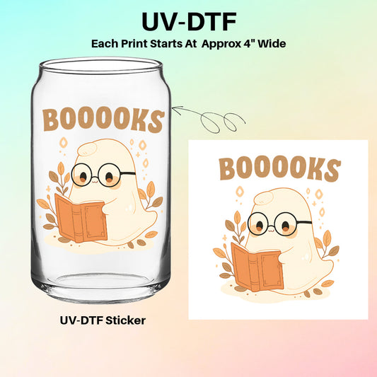 UV-DTF Cup Sticker – Cute Ghost with Books