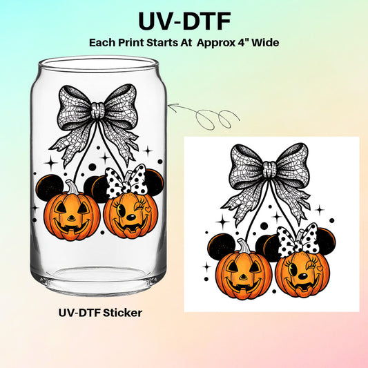 UV-DTF Cup Sticker – Jack-O-Lantern Bow Duo