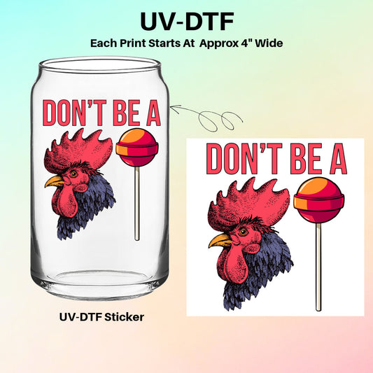 UV-DTF Cup Sticker – Funny Rooster Design