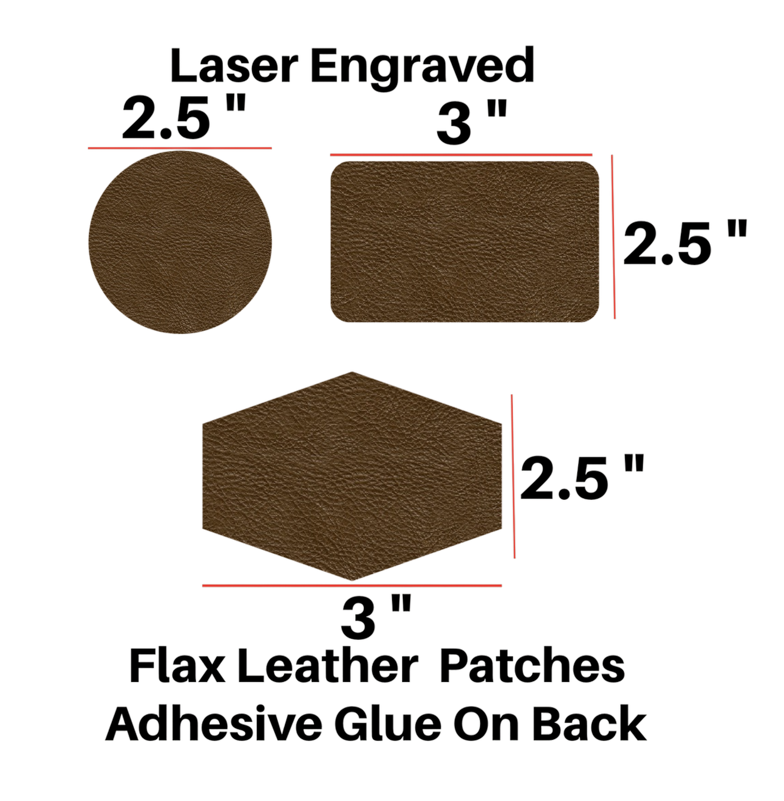 a diagram of a leather patch with measurements