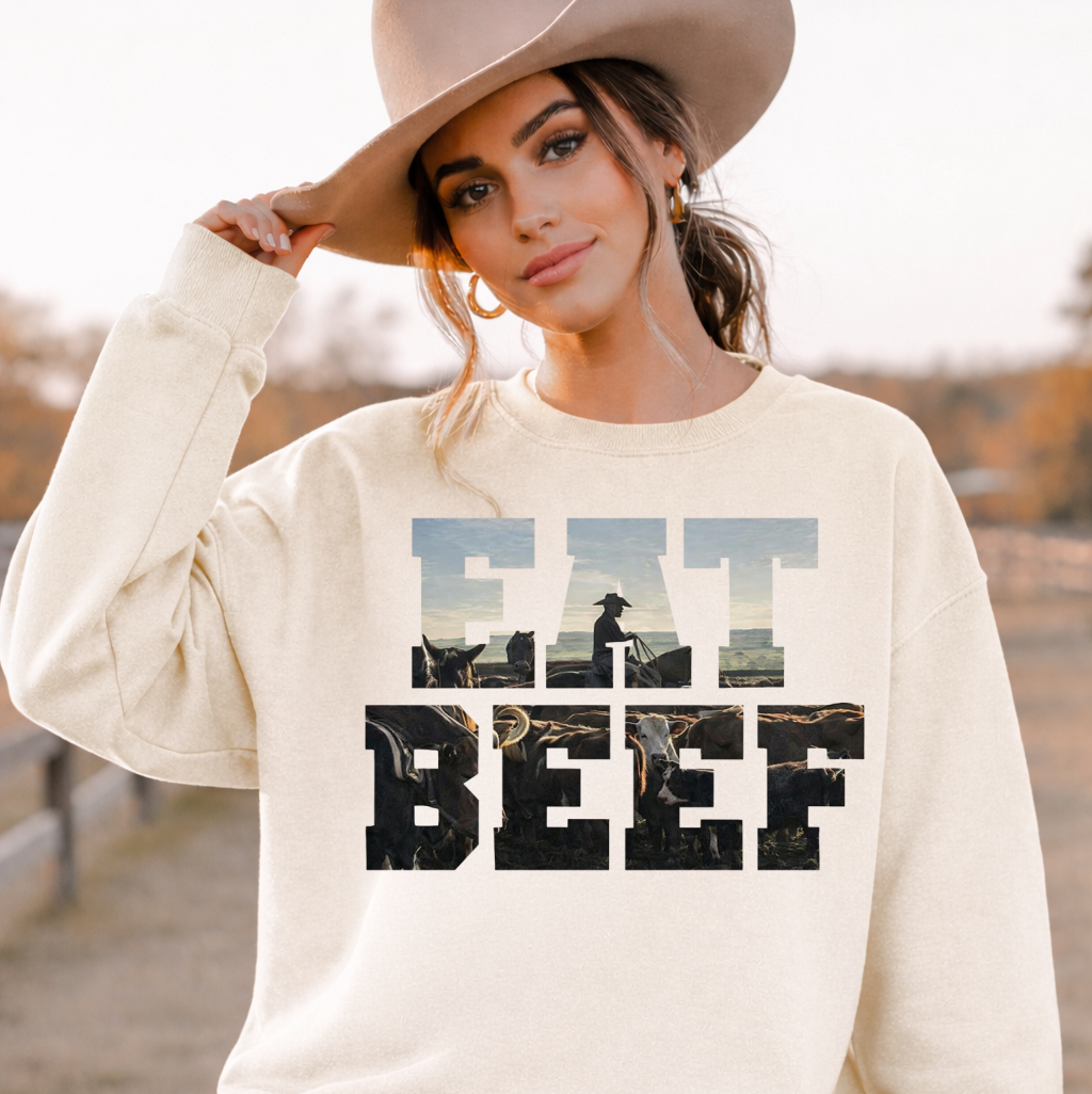 DTF Transfer Eat Beef Western Ranch Cowboy Cattle