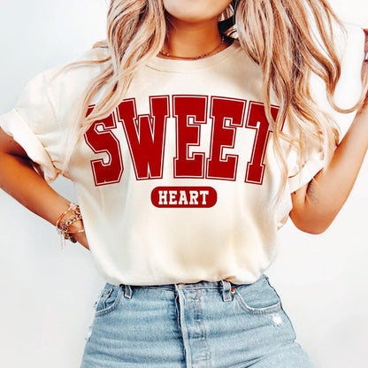 T-Shirt Tee Sweatshirt Crew Hoodie- Sweetheart Bold Varsity Design .