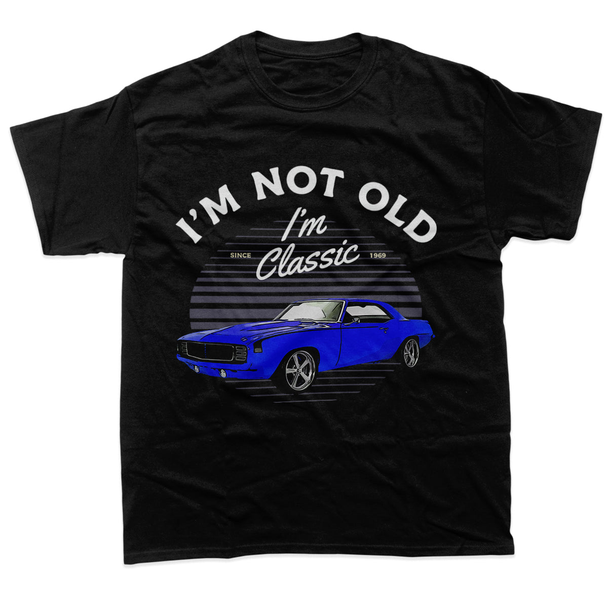 DTF Transfer Gear Heads - "I'm Not Old, I'm Classic" Blue Vintage Car Design 1969