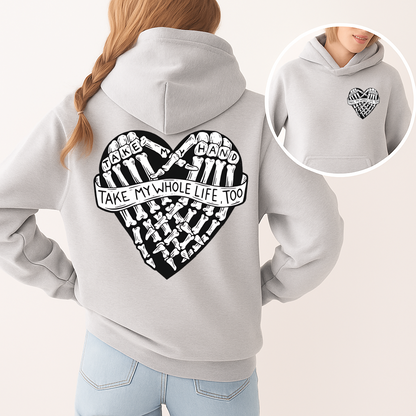 T-Shirt Crewneck Skeleton Heart Take My Hand