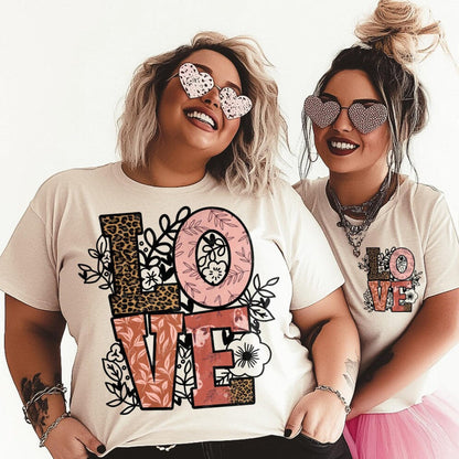 T-Shirt Tee Sweatshirt Crew HoodieValentines - LOVE Floral Leopard Design