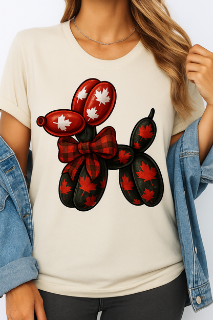 T-Shirt Hoodie Crewneck Balloon Dog – Canada Day Maple Leaf Buffalo Plaid Design