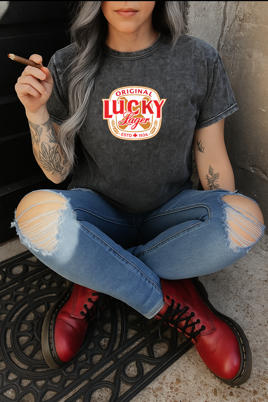 DTF Transfer – Lucky Inspired Retro Beer Label Design