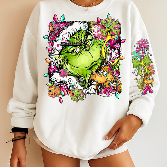 Hoody Crewneck – Mr. Green Christmas Lights Sweatshirt Design