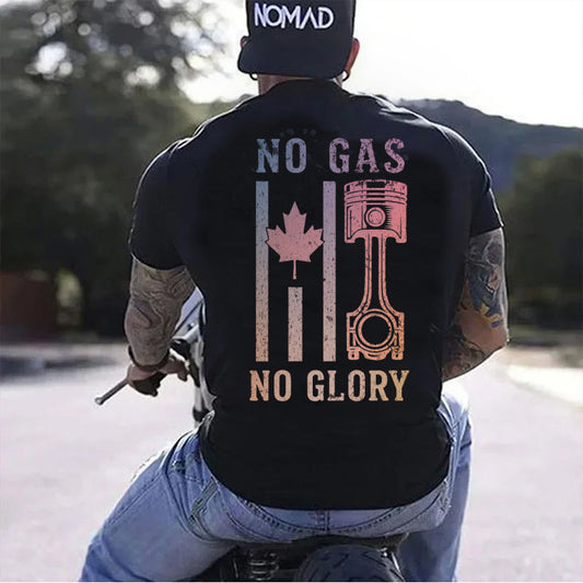T-Shirt Sweatshirt Crewneck No Gas No Glory – Canadian Maple Leaf & Piston Garage Graphic