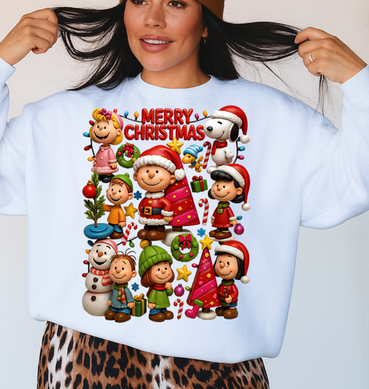 DTF Transfer 3D Style Merry Christmas Pea Nuts Crew