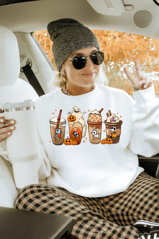 Crewneck Hoody  Halloween Coffee Drinks – Spooky Pumpkin Latte S