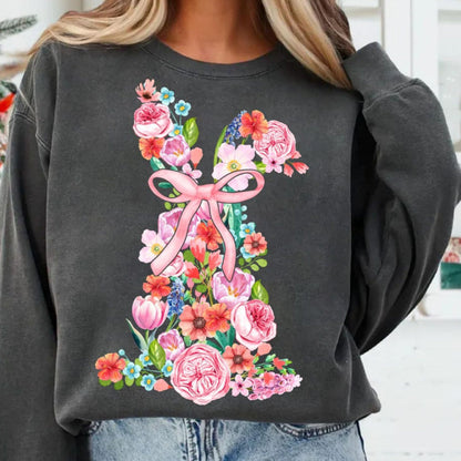 T-Shirt Sweatshirt Hoodie Floral Bunny Ribbon Cross Print