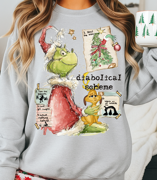 DTF Transfer – Holiday Character & Dog Diabolical Scheme