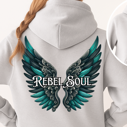 T-Shirt  Or Hoodie  Rebel Soul – Grunge Angel Wings with Attitude Design