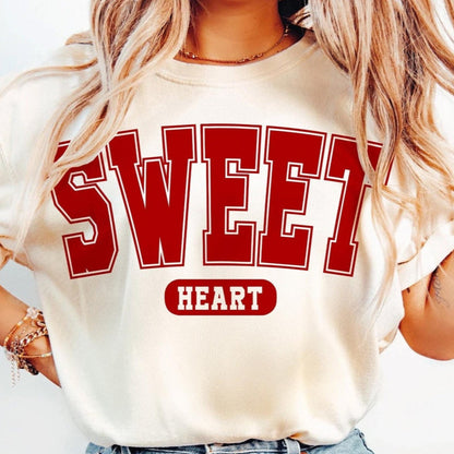 T-Shirt Tee Sweatshirt Crew Hoodie- Sweetheart Bold Varsity Design .